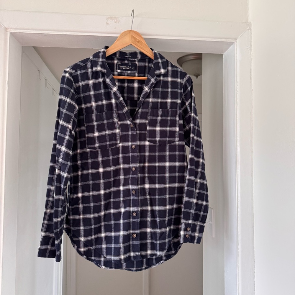 Abercrombie & Fitch Boyfriend Fit Plaid Flannel Shirt